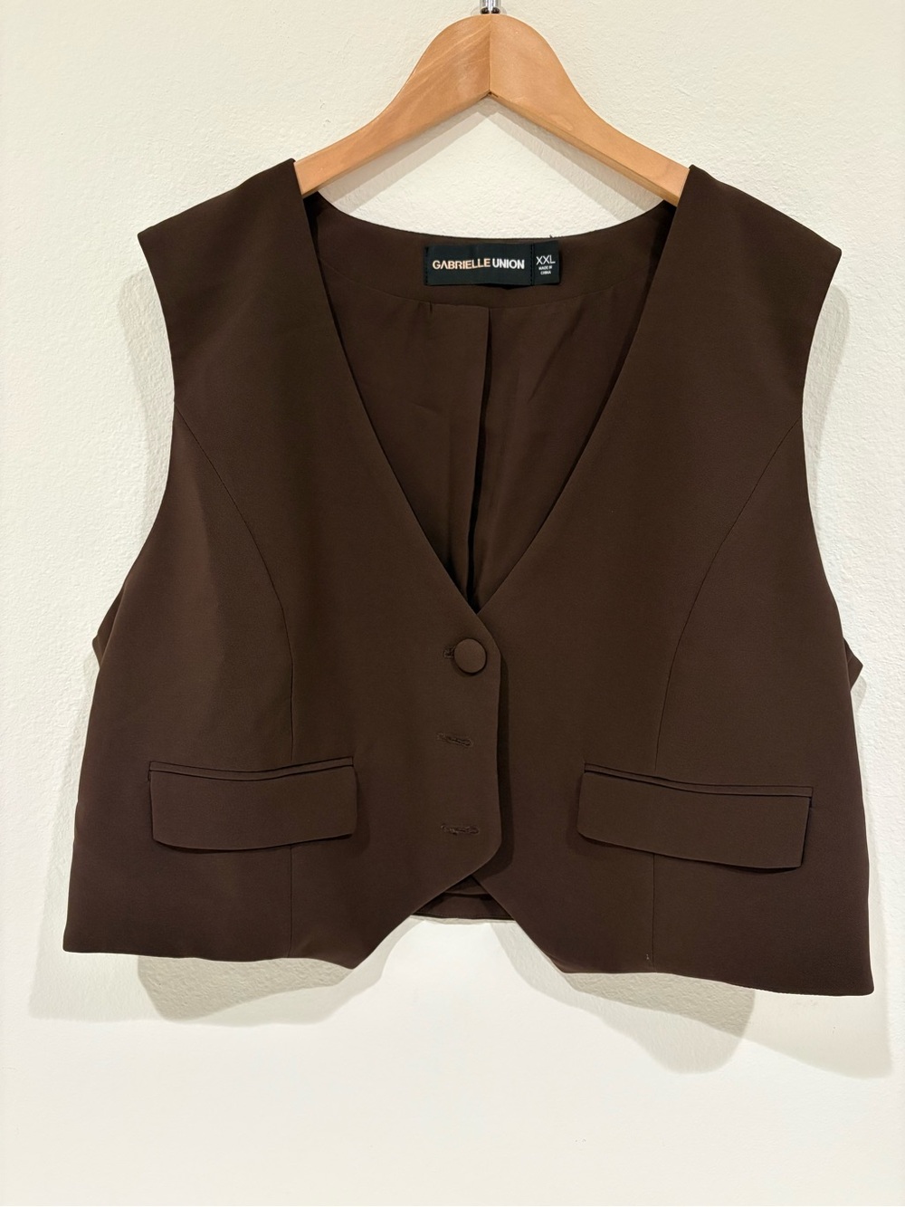 Gabrielle Union Brown Tailored Crop Vest